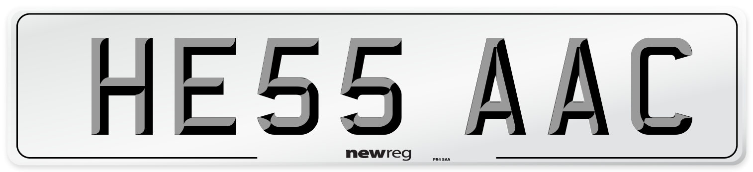 HE55 AAC Number Plate from New Reg